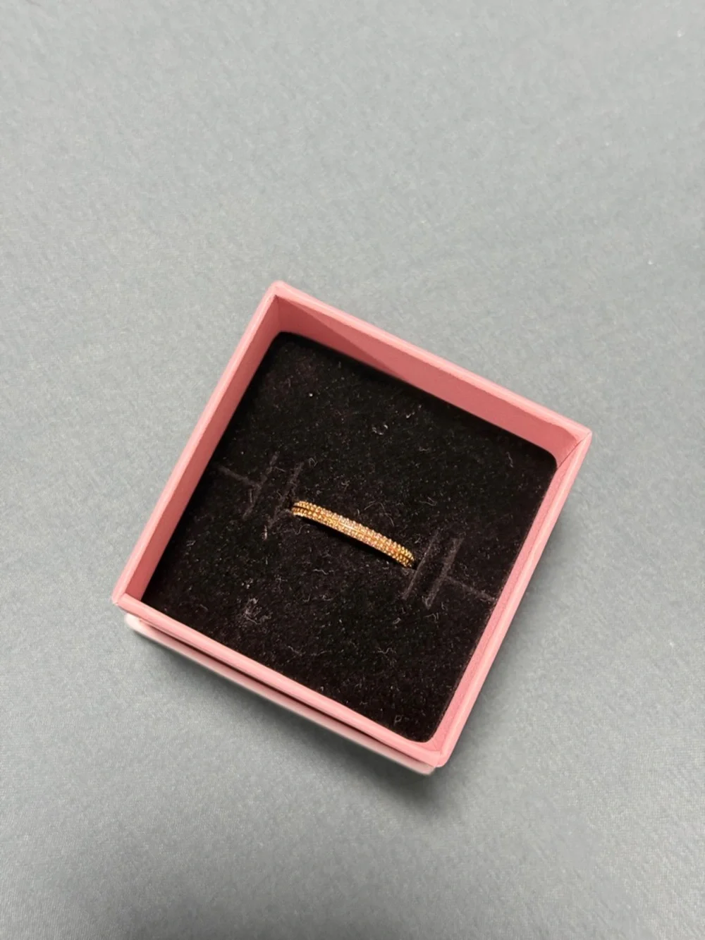 Pandora Gold-Tone Sparkle Band Ring | Dainty Stackable - Picture 1 of 3